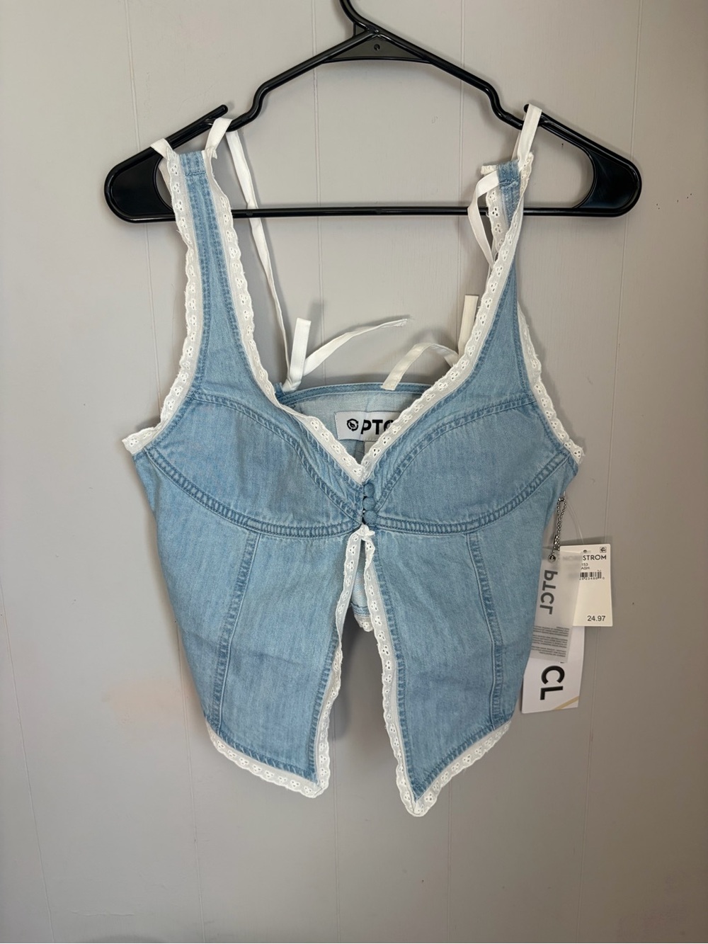 TC Light Blue Denim Lace-Trim Camisole
